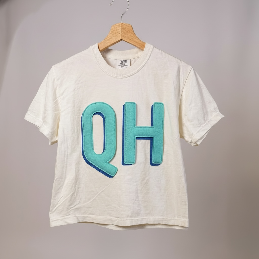 Custom Monogram Felt Embroidered T-Shirt | Personalized Boxy Crop Comfort Colors